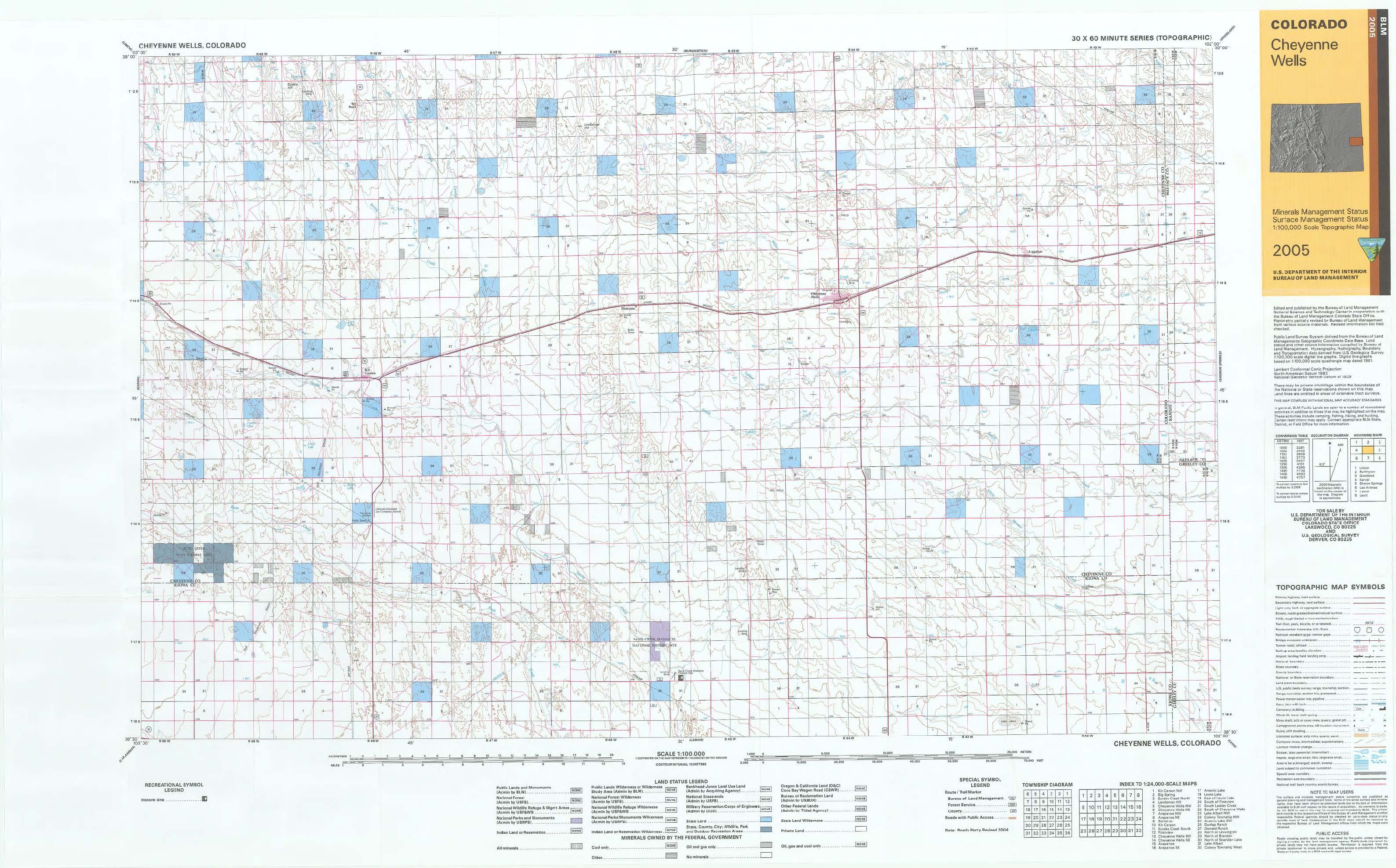 Co Surface Management Status Cheyenne Wells Map Bureau Of Land Management